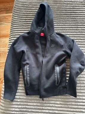 Nike Black Hoodie with Red Logo Patch